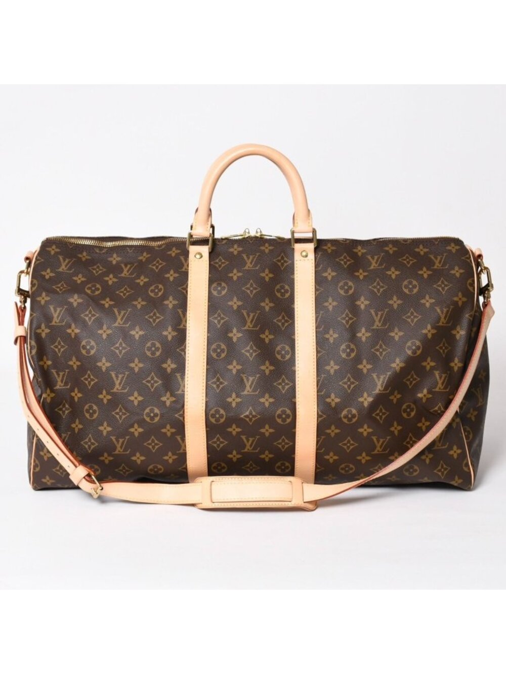 Louis Vuitton Monogram Keepall Bandouliere 55 2-Way Boston Bag Brown Canvas